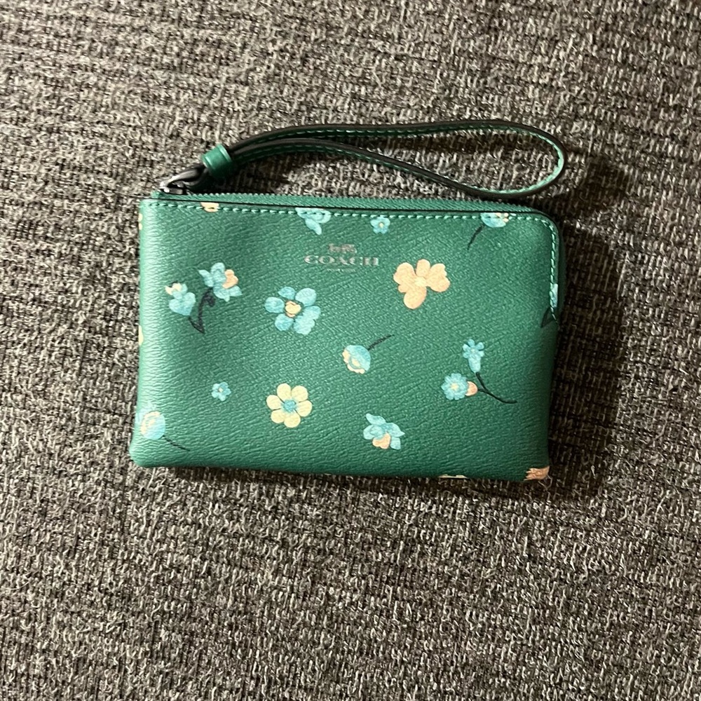 Coach Green flower Print Wristlet